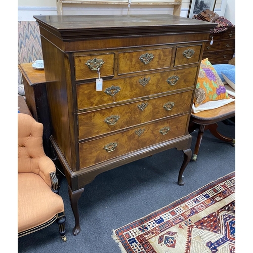 1225A - A George III walnut chest on later stand, width 109cm, depth 53cm, height 145cm