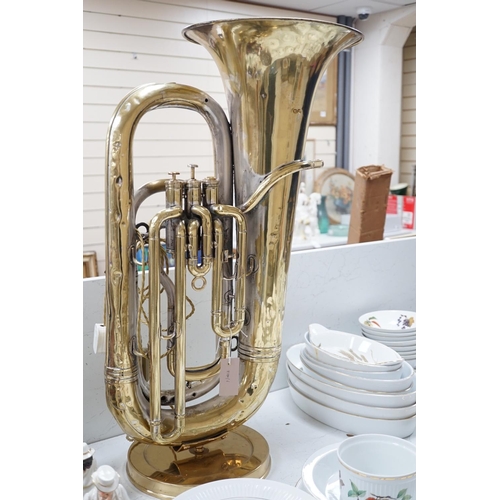 1479 - A Boosey & Co. tuba mounted as a table lamp 78cm