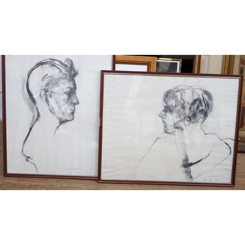 1718 - Roland Jarvis (1926-2016), two charcoal and pencil drawings, 'Profile Head 1' and 'Profile Head 2', ... 