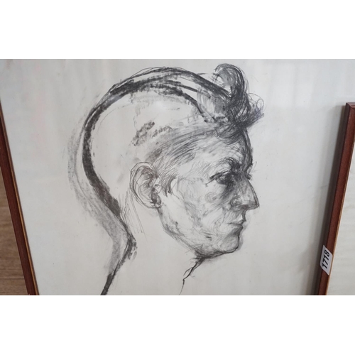 1718 - Roland Jarvis (1926-2016), two charcoal and pencil drawings, 'Profile Head 1' and 'Profile Head 2', ... 