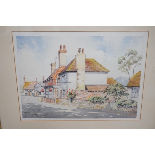 1727 - Three assorted watercolours of Glynde and a colour print, largest 40 x 49cm