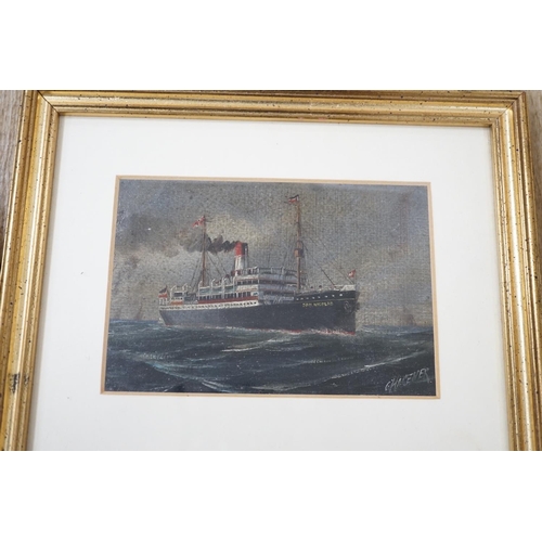 1729 - C. Hagener, oil on card, Steamship 'St Nicholas', signed, 10 x 15.5cm and a colour print after Birke... 