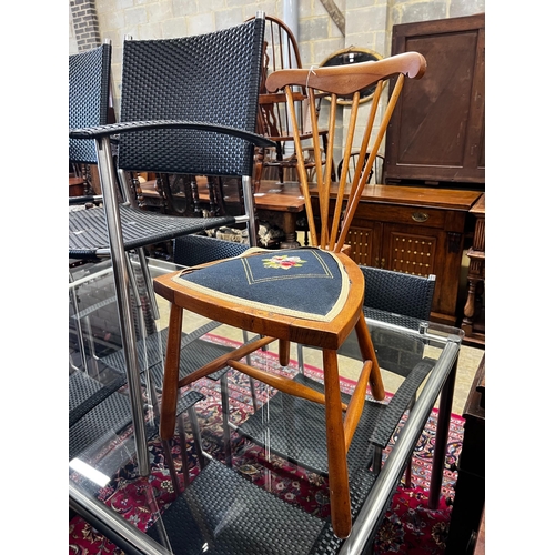 103 - A late Victorian mahogany tapestry seat elbow chair, width 49cm, height 83cm together with a later o... 