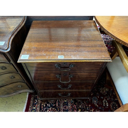 109 - A George III and later mahogany side cabinet with dummy drawer front, incorporates old timber, width... 