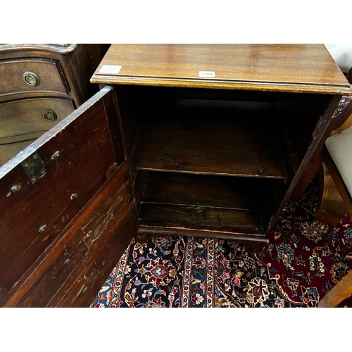 109 - A George III and later mahogany side cabinet with dummy drawer front, incorporates old timber, width... 