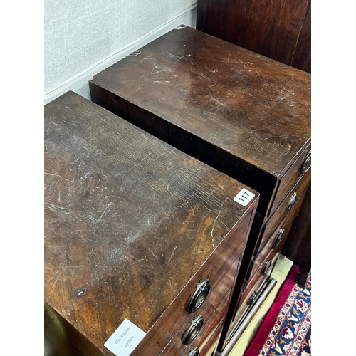 117 - A pair of 19th century mahogany five drawer pedestal chests, width 33cm, depth 45cm, height 90cm... 