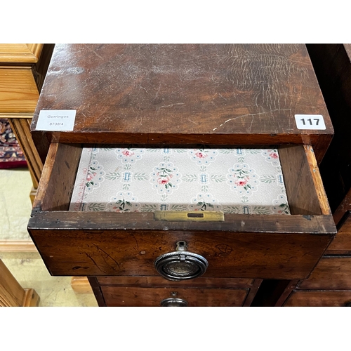 117 - A pair of 19th century mahogany five drawer pedestal chests, width 33cm, depth 45cm, height 90cm... 