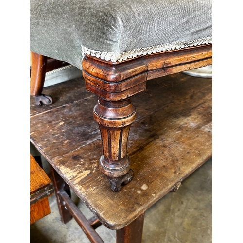 159 - A pair of Victorian mahogany spoon back nursing chairs, width 57cm, depth 57cm, height 91cm