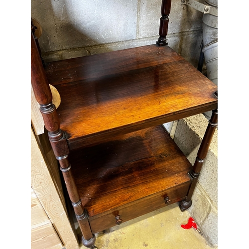 177 - An early Victorian rosewood four tier whatnot, width 50cm, depth 40cm, height 140cm