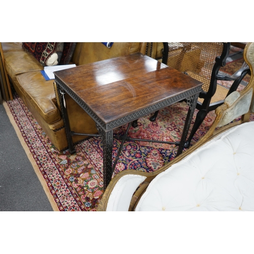 185 - A George III and later rectangular mahogany silver table, width 70cm, depth 62cm, height 73cm