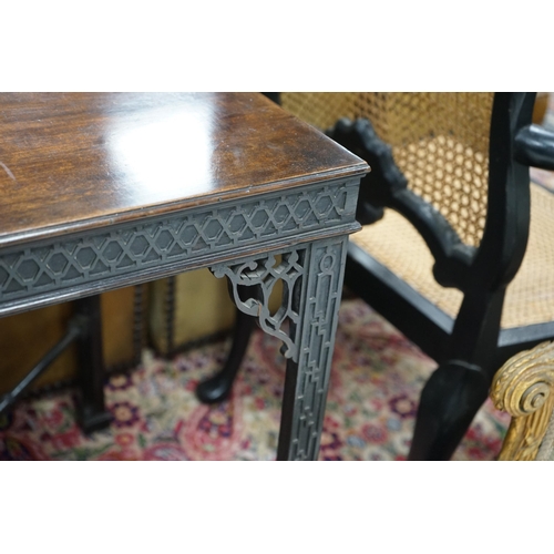 185 - A George III and later rectangular mahogany silver table, width 70cm, depth 62cm, height 73cm