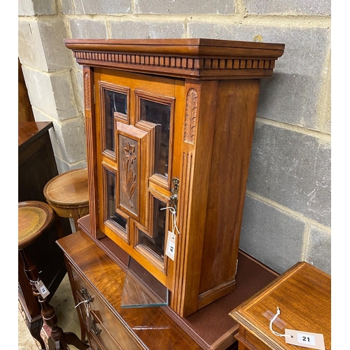 19 - A Victorian walnut wall cabinet, adapted, width 57cm, height 60cm