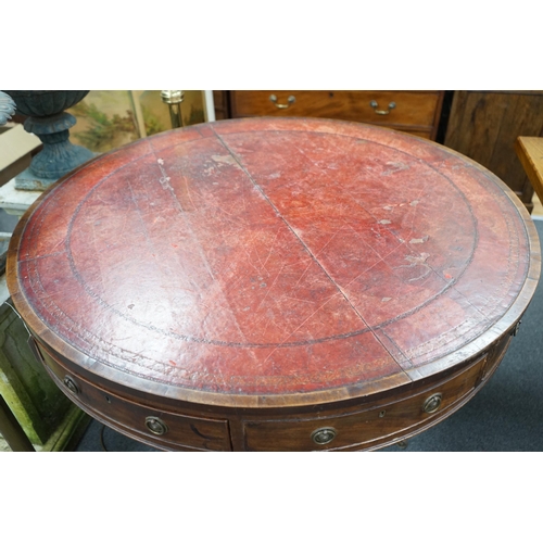 191 - A Regency mahogany drum table, diameter 114cm, height 76cm