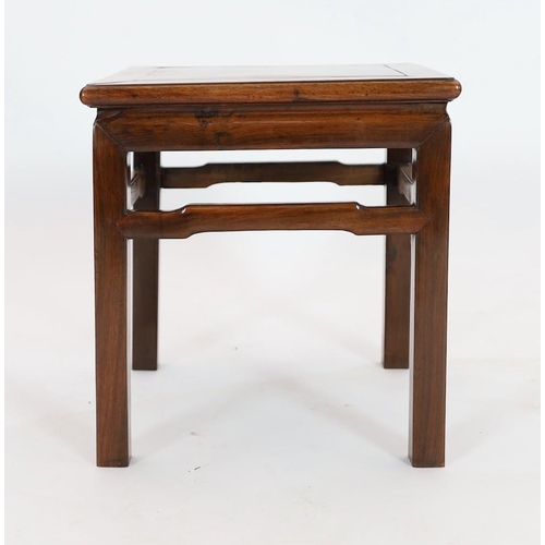 198 - A Chinese huanghuali stool, 19th century, with square top and squared legs, 41cm wide, 41cm deep, 44... 