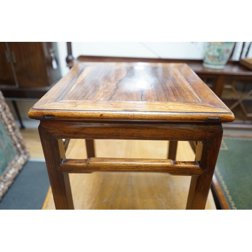 198 - A Chinese huanghuali stool, 19th century, with square top and squared legs, 41cm wide, 41cm deep, 44... 