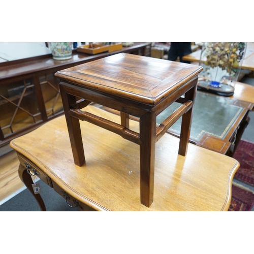 198 - A Chinese huanghuali stool, 19th century, with square top and squared legs, 41cm wide, 41cm deep, 44... 