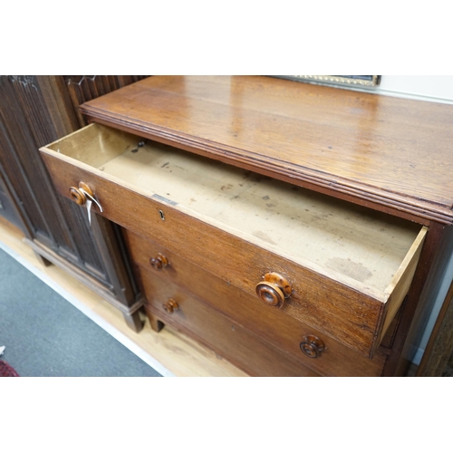 205 - A Regency provincial oak chest of four drawers, width 101cm, depth 46cm, height 105cm