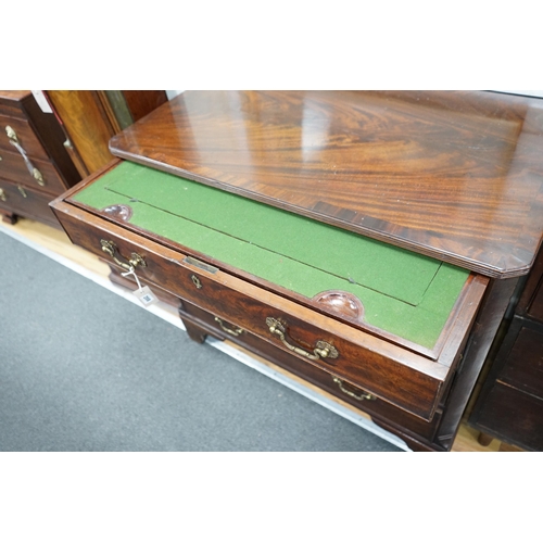 208 - A George III and later mahogany dressing chest, the compartmented top drawer with sliding baize surf... 