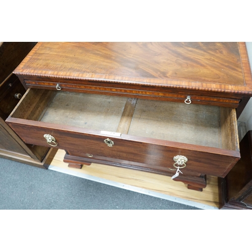 210 - A George III and later banded mahogany chest of three drawers with brushing slide, width 85cm, depth... 