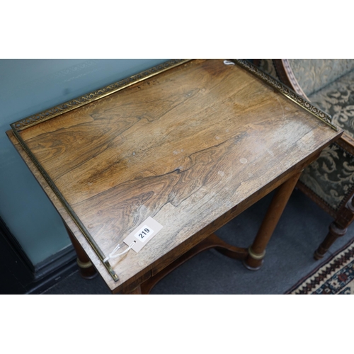 219 - A Regency gilt metal mounted rosewood side table, width 64cm, depth 45cm, height 77cm