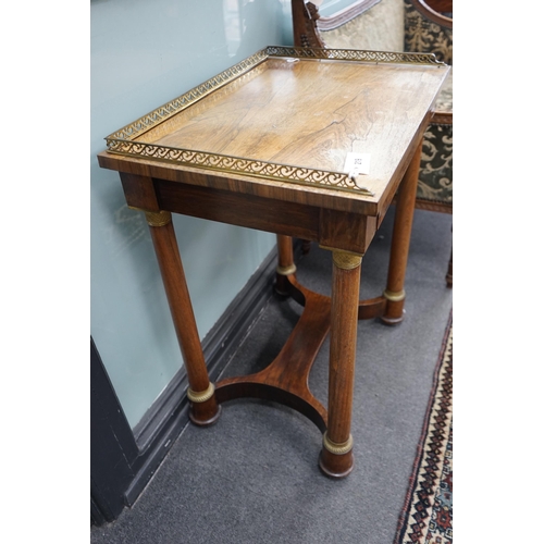 219 - A Regency gilt metal mounted rosewood side table, width 64cm, depth 45cm, height 77cm