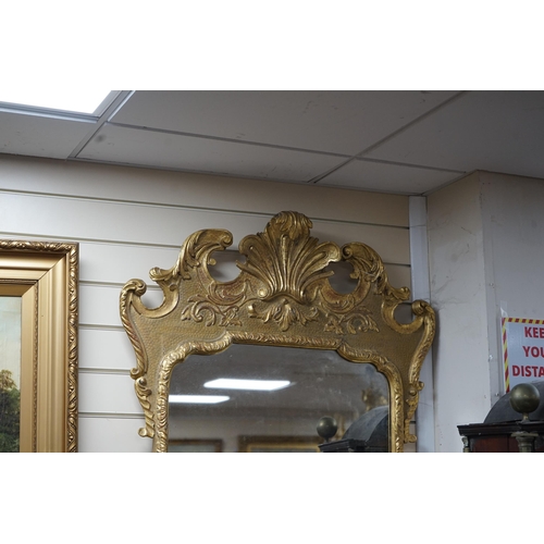 225 - A George II style carved giltwood and composition wall mirror, width 76cm, height 135cm