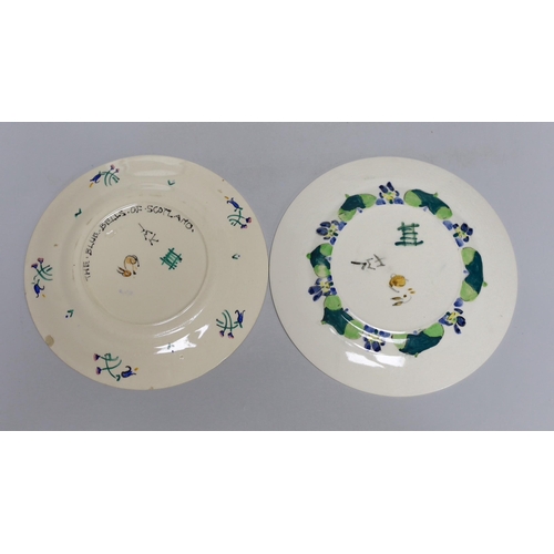 259 - Jessie Marion King (1875-1949), four various floral design tea plates and three tea cups