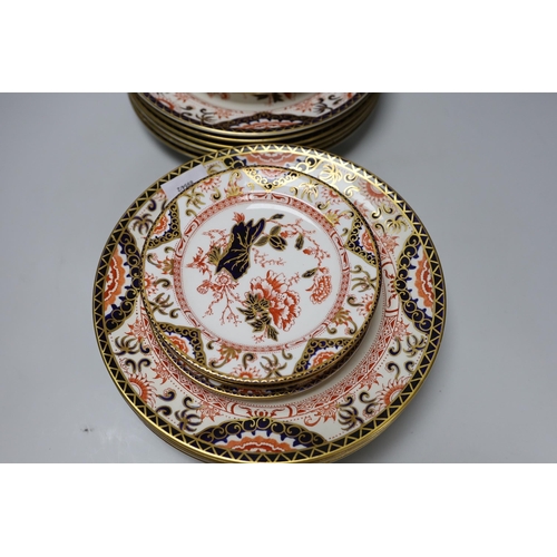 274 - A part set of Royal Crown Derby Imari pattern plates (12 large and 11 small) 17cm & 26cm