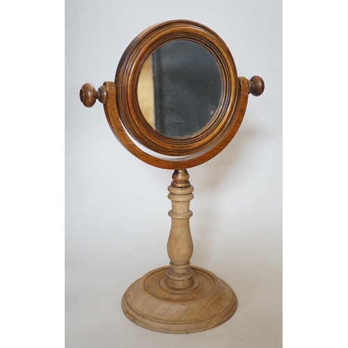 290 - A Victorian turned wooden shaving mirror, 37cms high