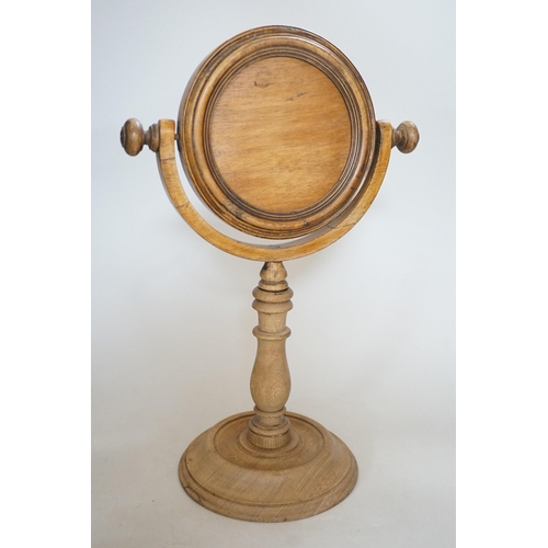 290 - A Victorian turned wooden shaving mirror, 37cms high