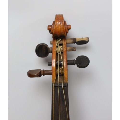 293 - An early 20th century Stainer violin, patent number 23140, back measures 36.5cm excl button. cased.... 