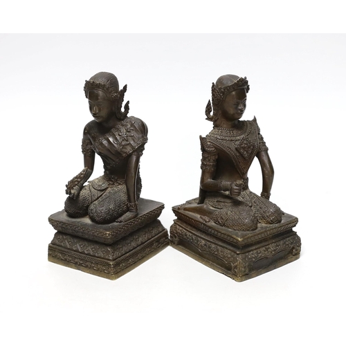 294 - Two Thai kneeling figural bronzes, 14cm