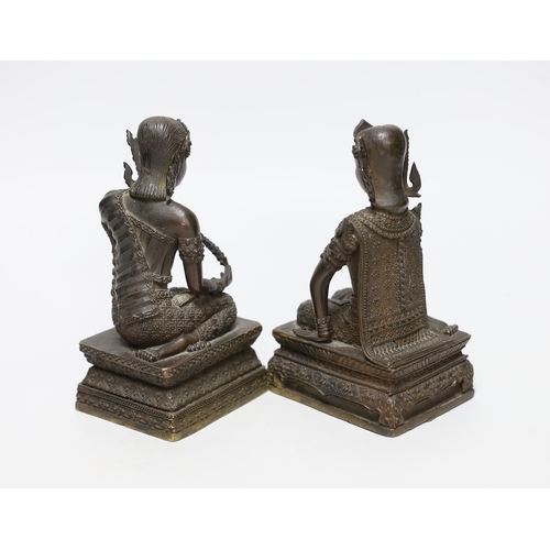 294 - Two Thai kneeling figural bronzes, 14cm