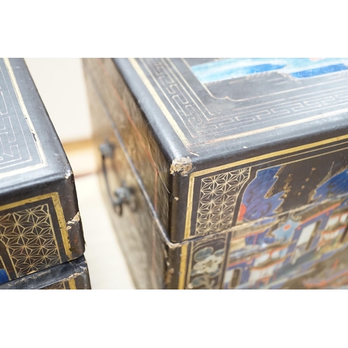 302 - A pair of Chinese export lacquer boxes, 43cm wide