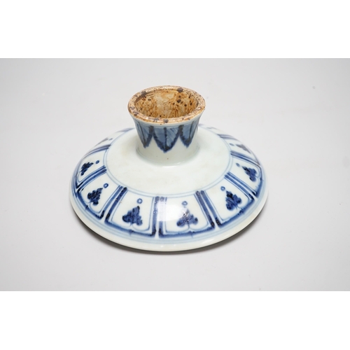 303 - A Chinese blue and white stem cup, 18cm diameter