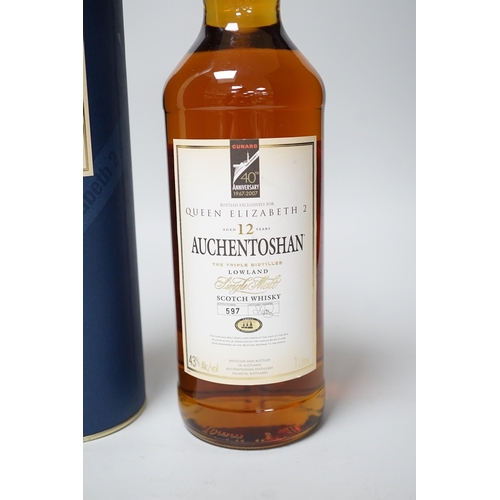 310 - A boxed bottle of Auchentoshan 12 year old Lowlands single malt whisky, bottled exclusively for Quee... 