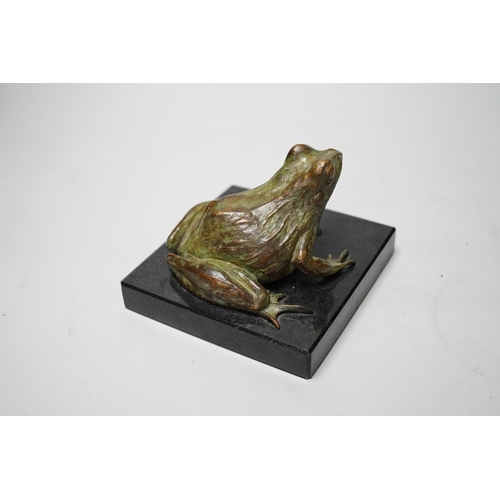 359 - A Camilla Le May limited edition common rider frog bronze, model 5/9, 8cm tall