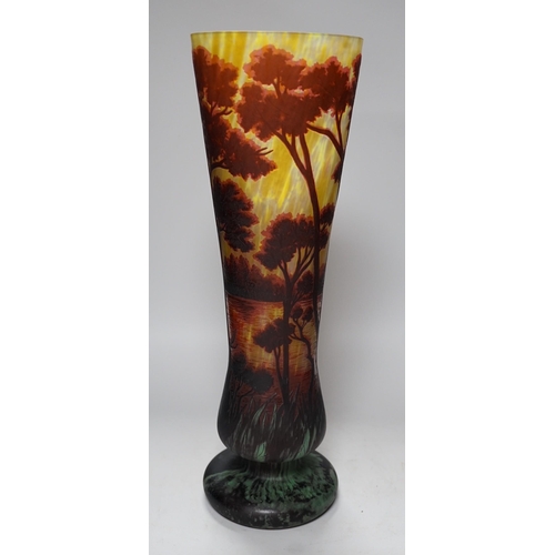 624 - A large Gallé style cameo glass vase, 46cm