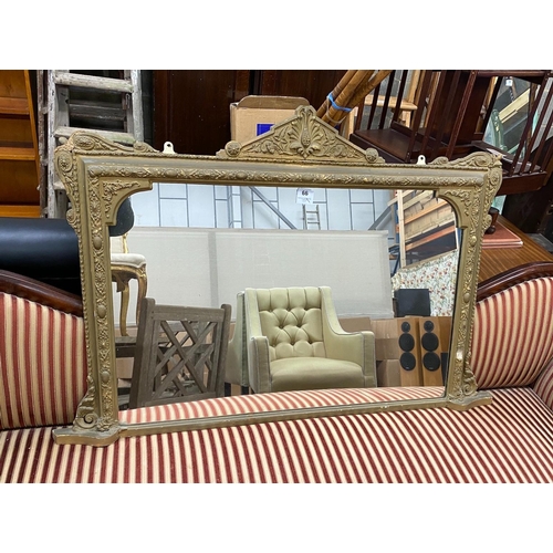 66 - A Victorian later painted overmantel mirror, width 117cm, height 77cm