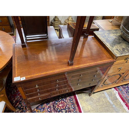 73 - An Edwardian style satinwood banded mahogany five drawer chest, width 93cm, depth 46cm, height 80cm... 