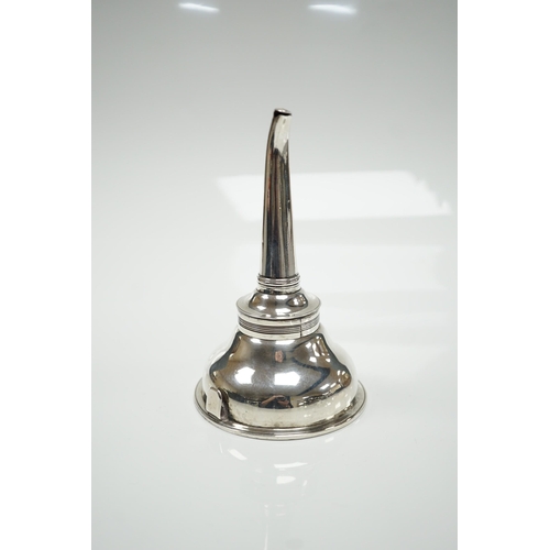 822 - A George III silver wine funnel, Hannah Northcoat?, London, 1799, with muslin ring, 13.7cm, 96 grams... 