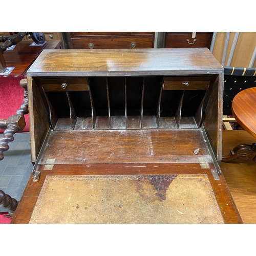 83 - An early 20th century mahogany bureau, width 74cm, depth 44cm, height 101cm