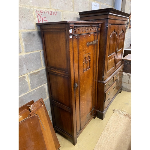 9 - A 17th century style oak vestry cupboard, width 76cm, depth 46cm, height 167cm