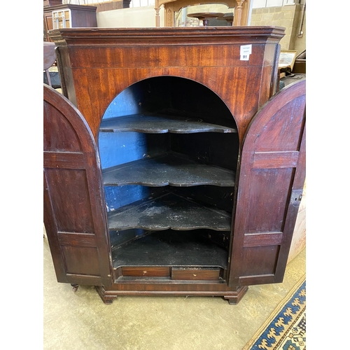 91 - A George III mahogany corner cabinet, width 92cm, depth 51cm, height 138cm