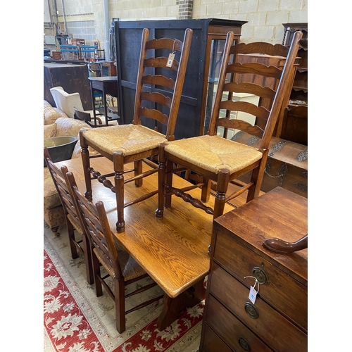 95 - An 18th century style rectangular oak refectory dining table, length 167cm, depth 78cm, height 74cm ... 