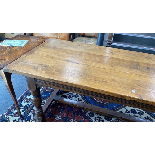 1011 - An 18th century style rectangular oak refectory dining table, length 227cm, depth 92cm, height 76cm... 