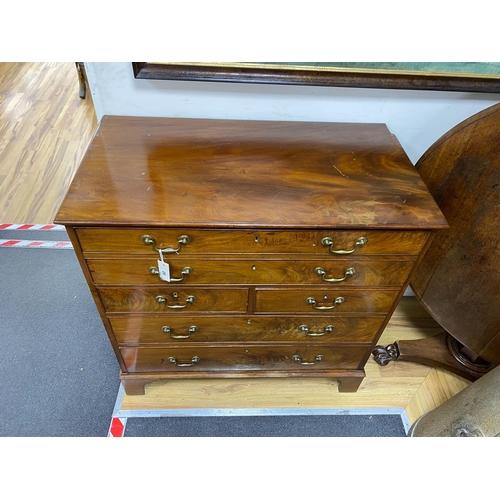 1020 - A George III mahogany secretaire chest, width 99cm, depth 52cm, height 98cm