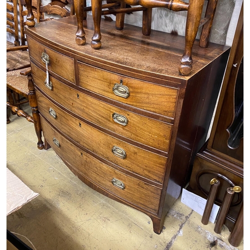 1053 - A Regency mahogany bowfront chest, width 102cm, depth 54cm, height 94cm