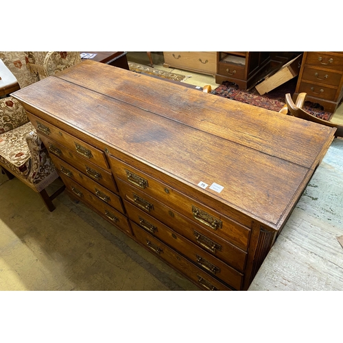 1075 - A late 18th century oak and mahogany crossbanded mule chest (adapted), width 159cm, depth 56cm, heig... 