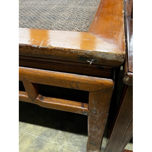 1109 - A Chinese square caned pine low table, width 97cm, height 51cm